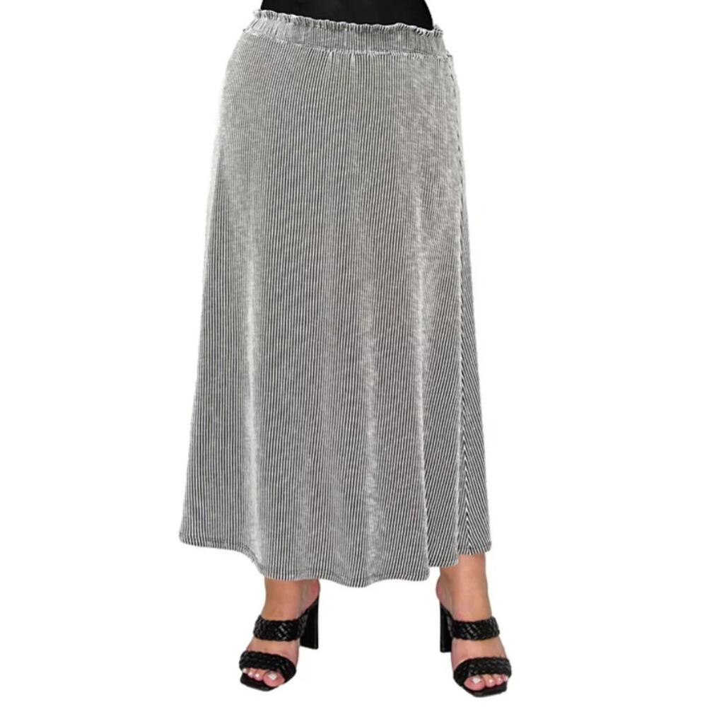 COIN 1804 Women's Span Rail Textured Rib Elastic Waist Maxi Skirt Plus Size 1X